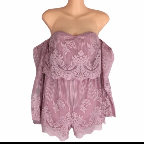 MissGuided Lace Bardot Playsuit/Romper US 6 - Picture 2 of 3